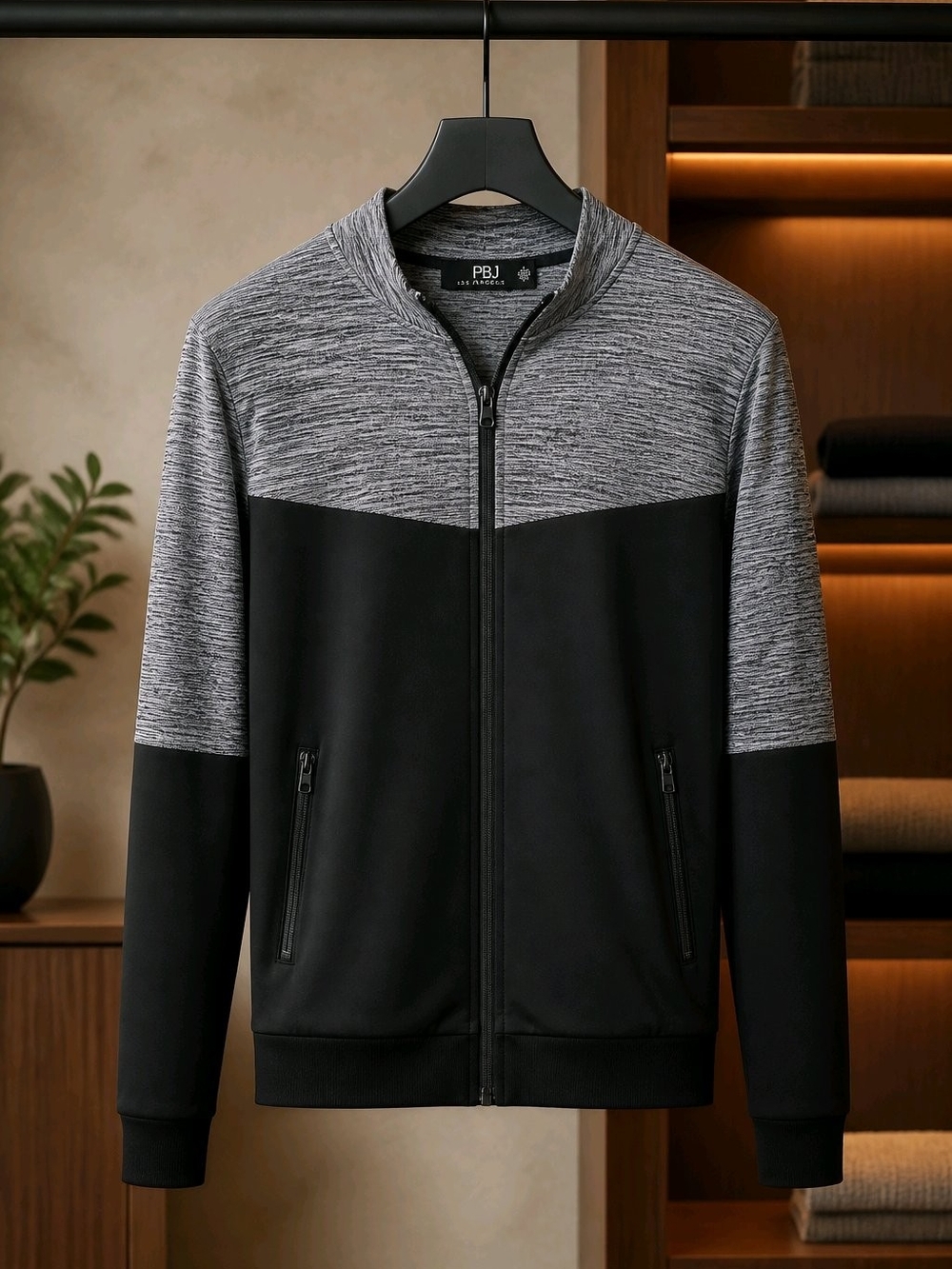 PB1 Performance Two-Tone Black & Gray Zip-Up Hoodie